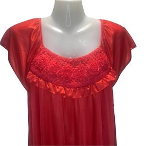 EZI Women's XL Red Nightgown Valentine's Day Dainty Ruffle Sleepwear Pajamas